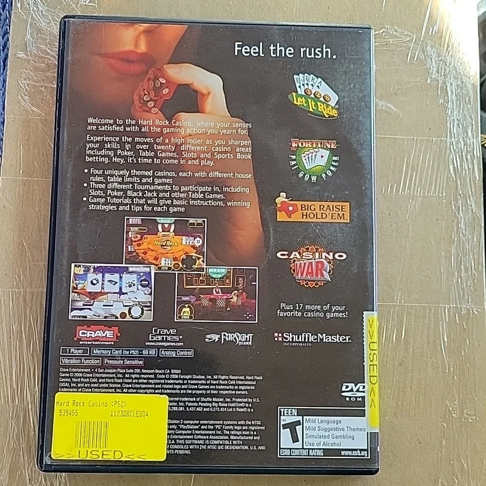HARD ROCK CASINO PLAYSTATION 2 GAME 2006 GAMBLING